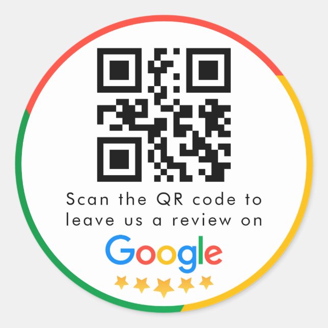 Sticker Rond Google Avis | Business Review Link QR Code (Devant)