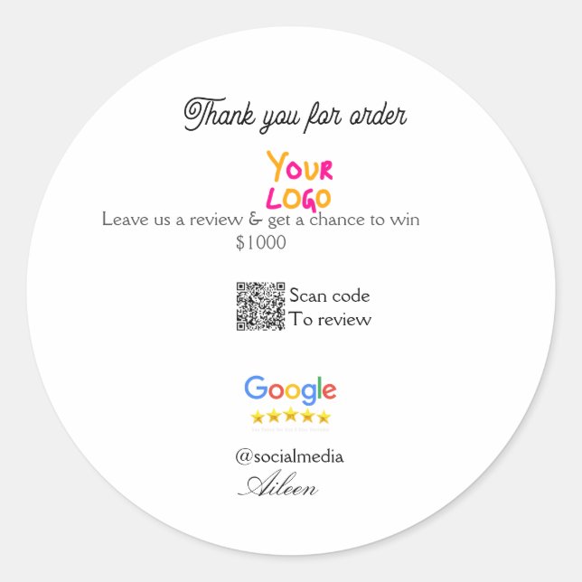 Sticker Rond Google review business logo website scan QR code (Devant)