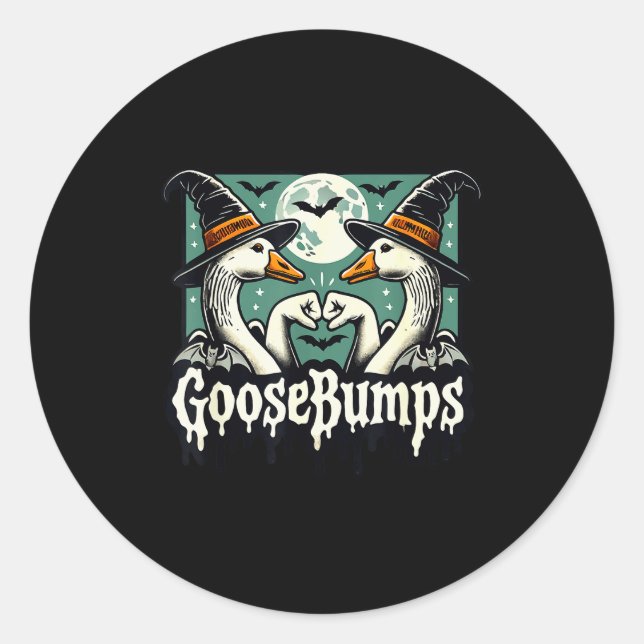 Sticker Rond Goose Bumps Goosebumps Funny Geese Fist Bump Hallo (Devant)