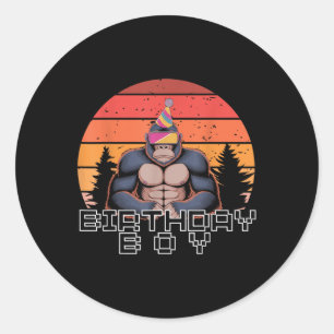 Sticker Rond Gorilla Anniversaire Décorations Singe Balise Vr G