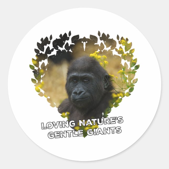 Sticker Rond Gorilla Baby - Les gentils géants de la nature (Devant)