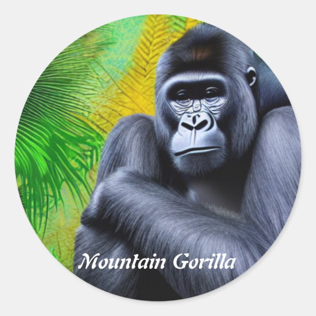 Sticker Rond Gorilla de montagne (Devant)