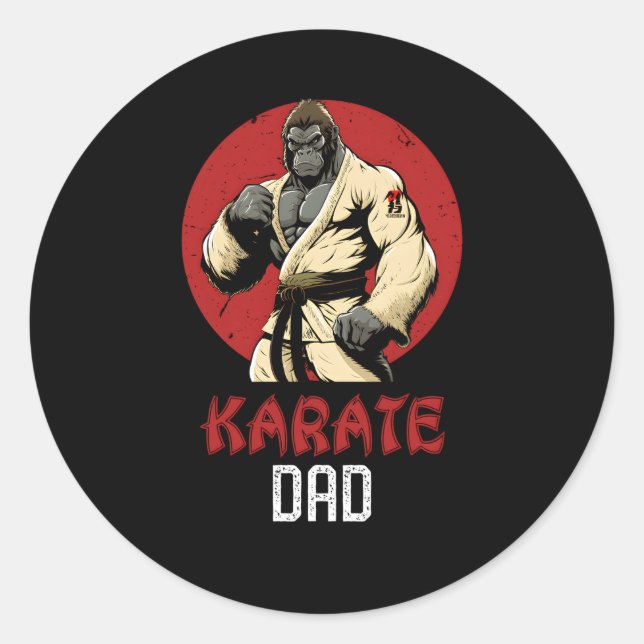 Sticker Rond Gorilla Karate Papa maman Super Papa (Devant)