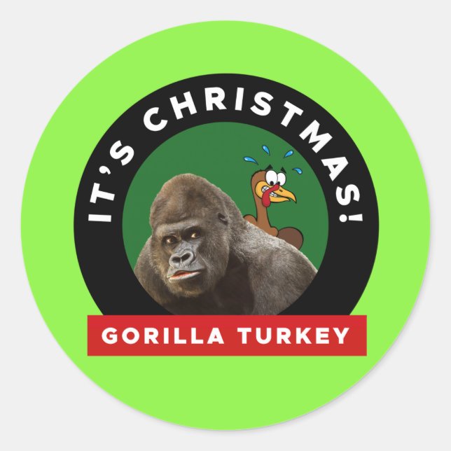 Sticker Rond Gorilla Turquie jeu de Noël (Devant)
