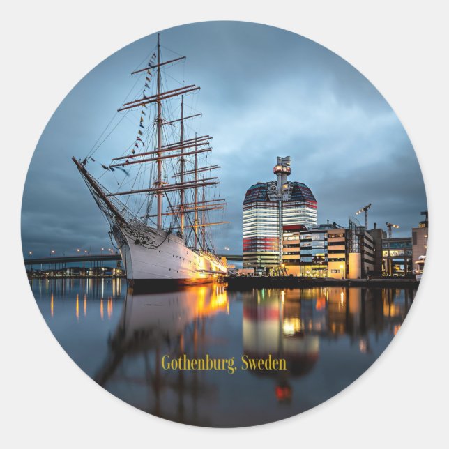 Sticker Rond Göteborg, Port de Suède (Devant)