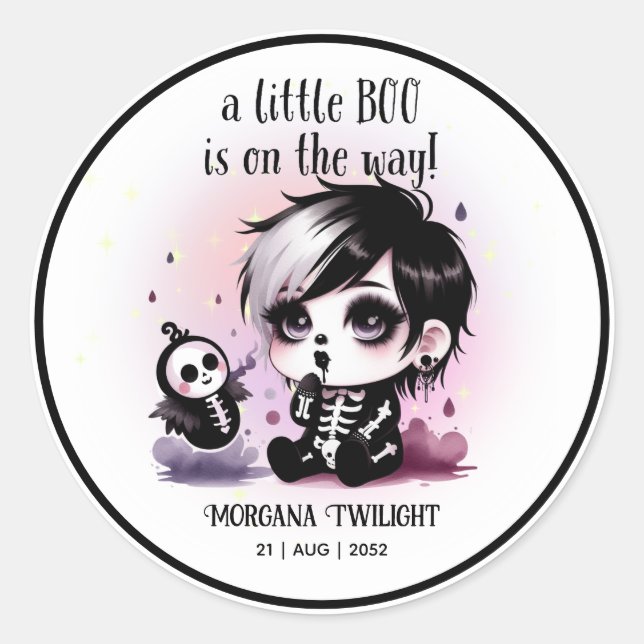 Sticker Rond Goth Baby Boy Ghost Little Boo sur le chemin (Devant)