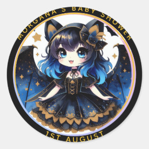 Sticker Rond Goth Baby Girl Douche Bat Vampire Merci