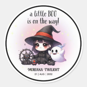 Sticker Rond Goth Baby Girl Witch Little Boo sur le chemin