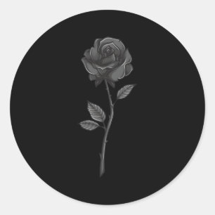 Sticker Rond Goth Floral Fleur noire Rose