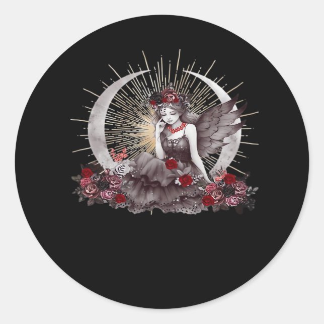 Sticker Rond Goth Girl Whimsigoth Classic (Devant)