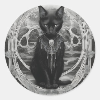 Sticker Rond Goth Kitty