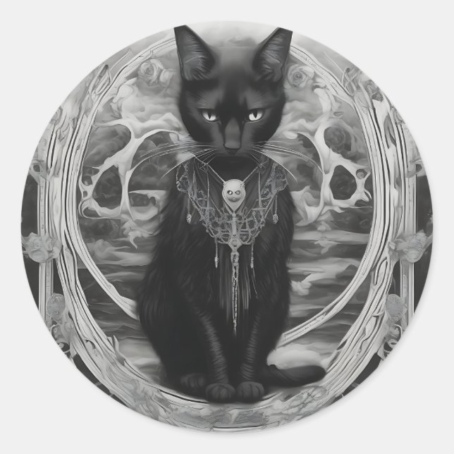 Sticker Rond Goth Kitty (Devant)