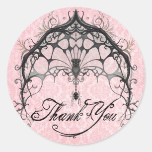Sticker Rond Goth Spider Web Merci Halloween
