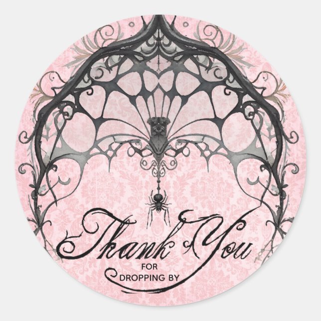 Sticker Rond Goth Spider Web Merci Halloween (Devant)