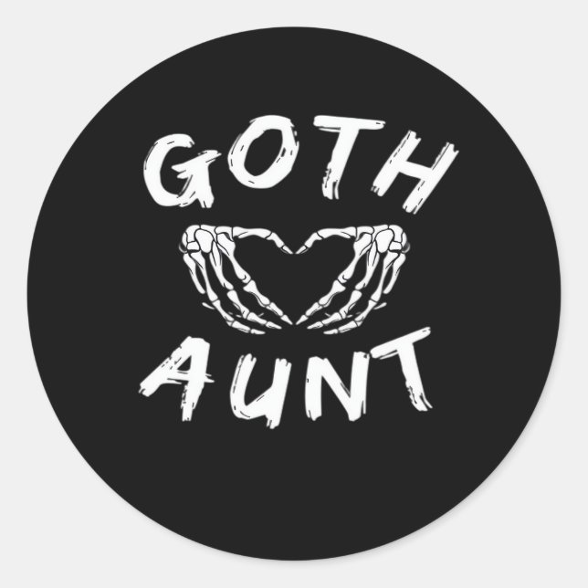 Sticker Rond Goth Tante Funny Emo Tante Punk mignonne Squelette (Devant)