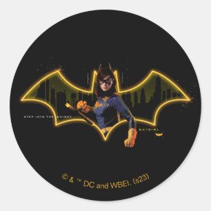 Sticker Rond Gotham Knights Batgirl en logo