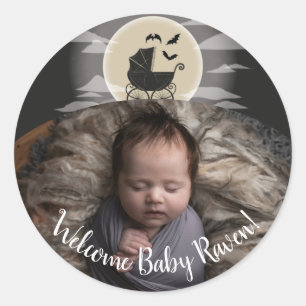 Sticker Rond Gothic Baby Shower Halloween
