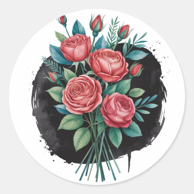 Sticker Rond Gothic Rose Wedding Frame (Devant)