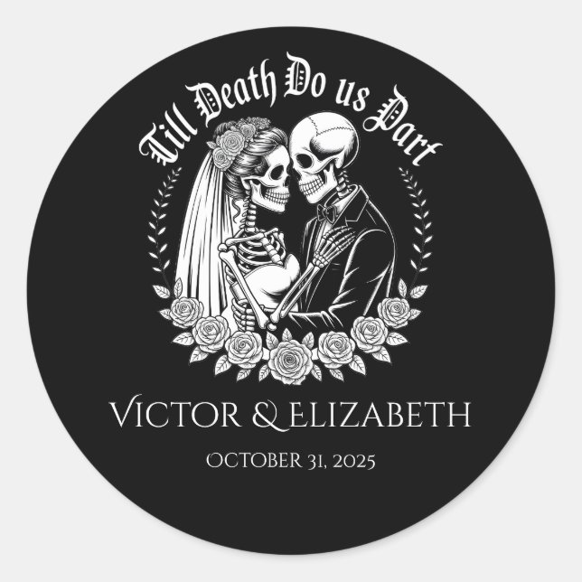 Sticker Rond Gothic Till Death Do Us Part Wedding (Devant)