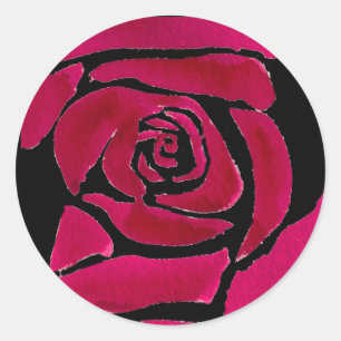 Sticker Rond Gothique abstrait rose aquarelle art original