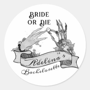 Sticker Rond Gothique Mariée ou Mort Til Death Bachelorette Wee