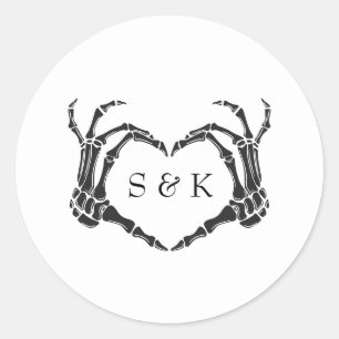 Sticker Rond Gothique Romantique Squelette main Halloween Maria