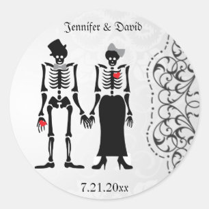 Sticker Rond Gothique Skeleton mariée & chambre Enregistrer la 