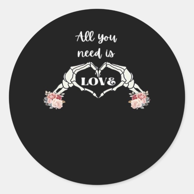 Sticker Rond Gothique Valentines Classique - Squelette Mains Co (Devant)