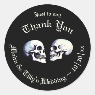 Sticker Rond Gothique Violet Danser Skeletons Mariage Faveur