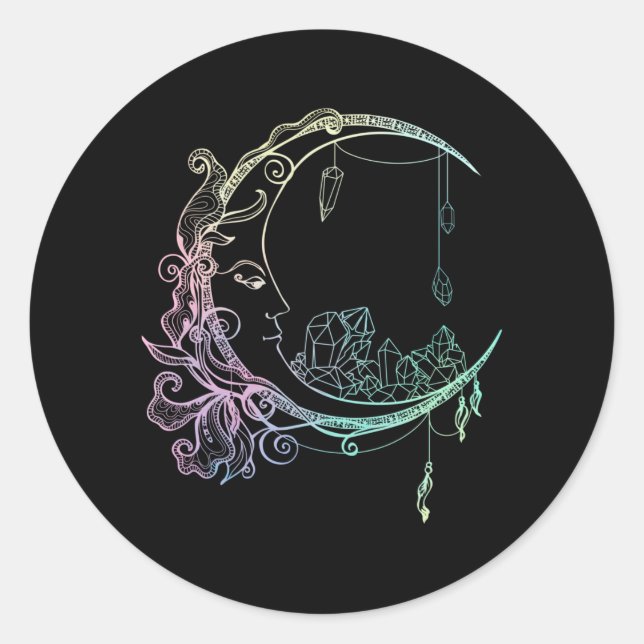 Sticker Rond Gothique Wicca Crescent Pastel Goth Moon (Devant)