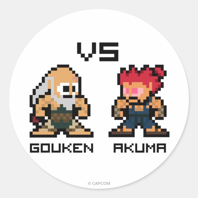Sticker Rond Gouken VS Akuma 8 bits (Devant)