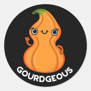 Sticker Rond Gourd geous Funny Gourd Veggie Pun Dark BG
