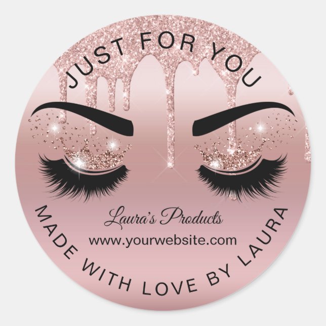 Sticker Rond goutte rosegold lashes couronne maquillage de la c (Devant)