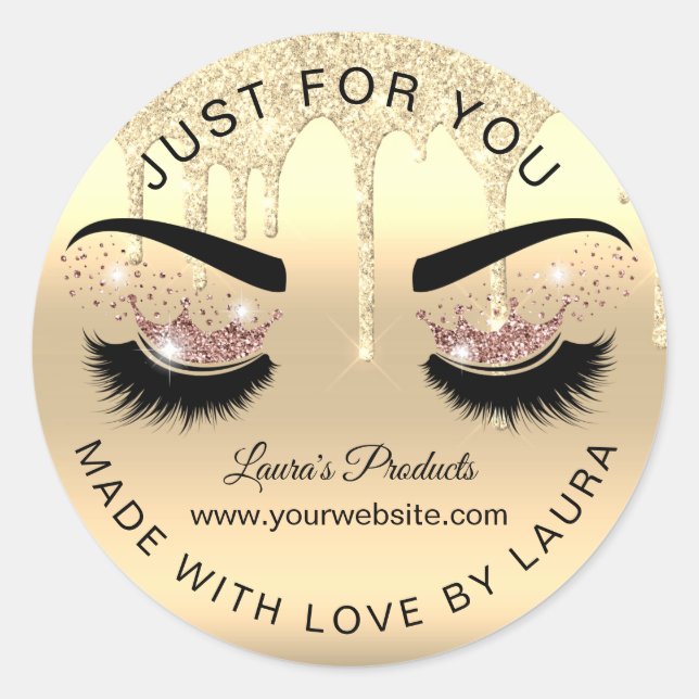 Sticker Rond goutte rosegold lashes couronne maquillage de la c (Devant)