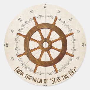 Sticker Rond gouvernail nautique avec boussole