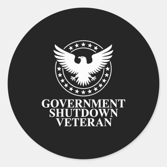 Sticker Rond Government Shutdown Veteran Eagle Patriotic Litica (Devant)
