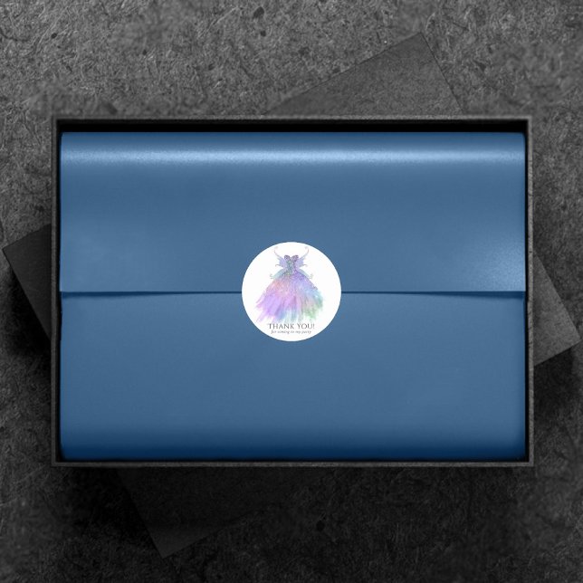 Sticker Rond Gown Ethereal Fairy Wing | Rainbow Ombre Merci (Créateur téléchargé)