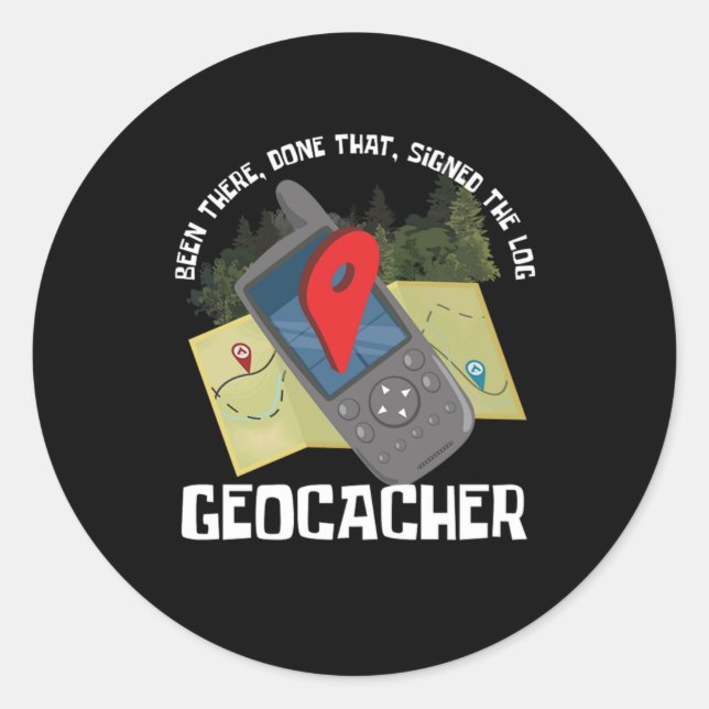 Sticker Rond GPS Location Trackers Navigational Gift Geocaching (Devant)