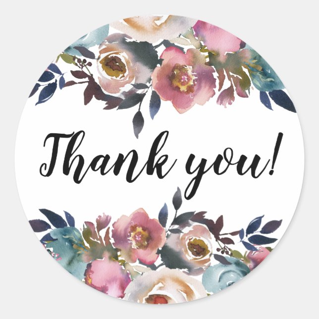 Sticker Rond Grâce Florale Merci (Devant)
