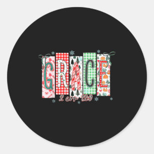 Sticker Rond Grace Noël Santa Coquette Nœud Femmes Filles
