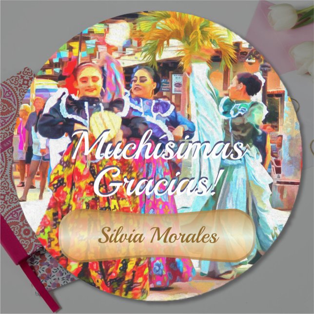 Sticker Rond Gracias Danseuses du Festival Mexicain 2549 (Créateur téléchargé)