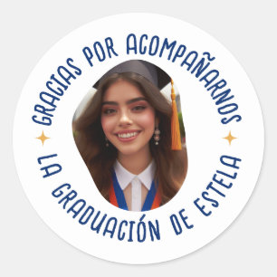 Sticker Rond Gracias por acompañarnos graduación con foto