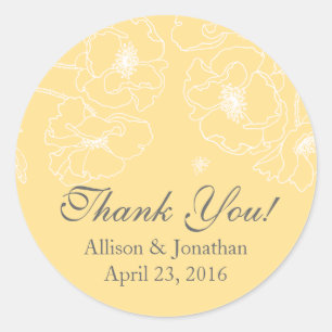 Sticker Rond Gracity Pavot Jaune Merci Floral Mariage