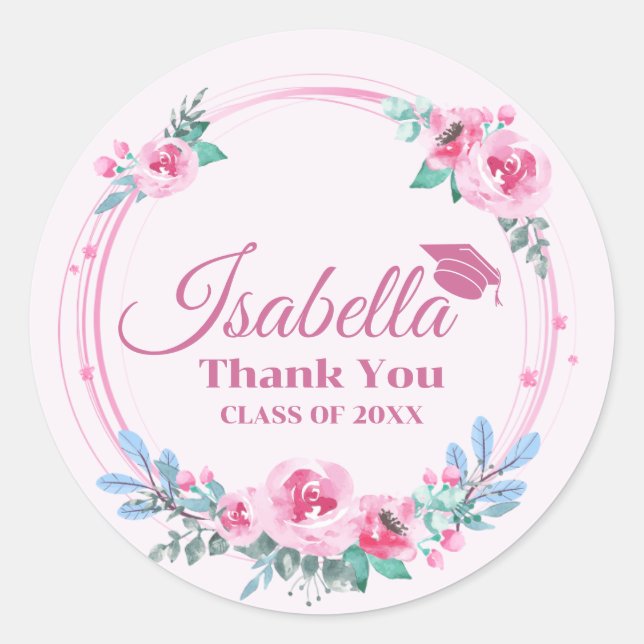 Sticker Rond Grad Nom rose Floral Grad Grad (Devant)