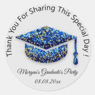 Sticker Rond Graduate Gold Grey Parties scintillant étudiante C
