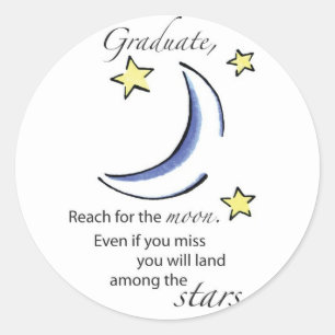 Sticker Rond Graduate Reach for Moon, Félicitations