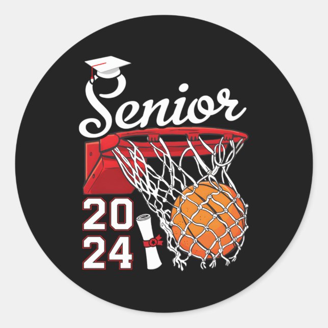 Sticker Rond Graduate Senior Class 2024 Graduation Basketball P (Devant)