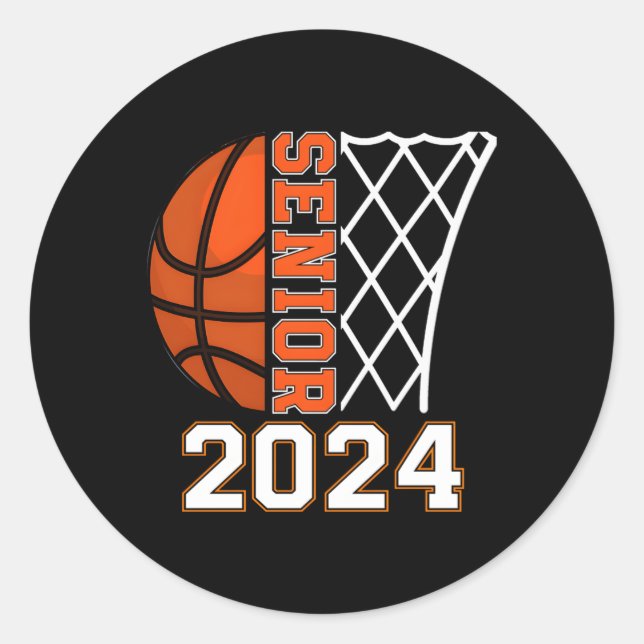 Sticker Rond Graduate Senior Class 2024 Graduation Basketball P (Devant)