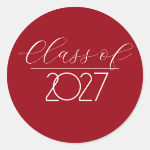 Sticker Rond Graduation 2027 Rouge et blanc