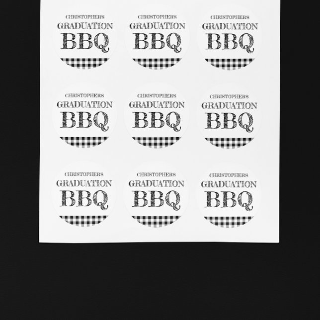 Sticker Rond Graduation BBQ Gingham (Créateur téléchargé)